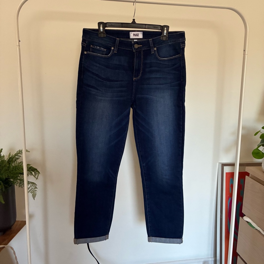 Paige Women's Dark Blue Jeans “Kyle Crop”